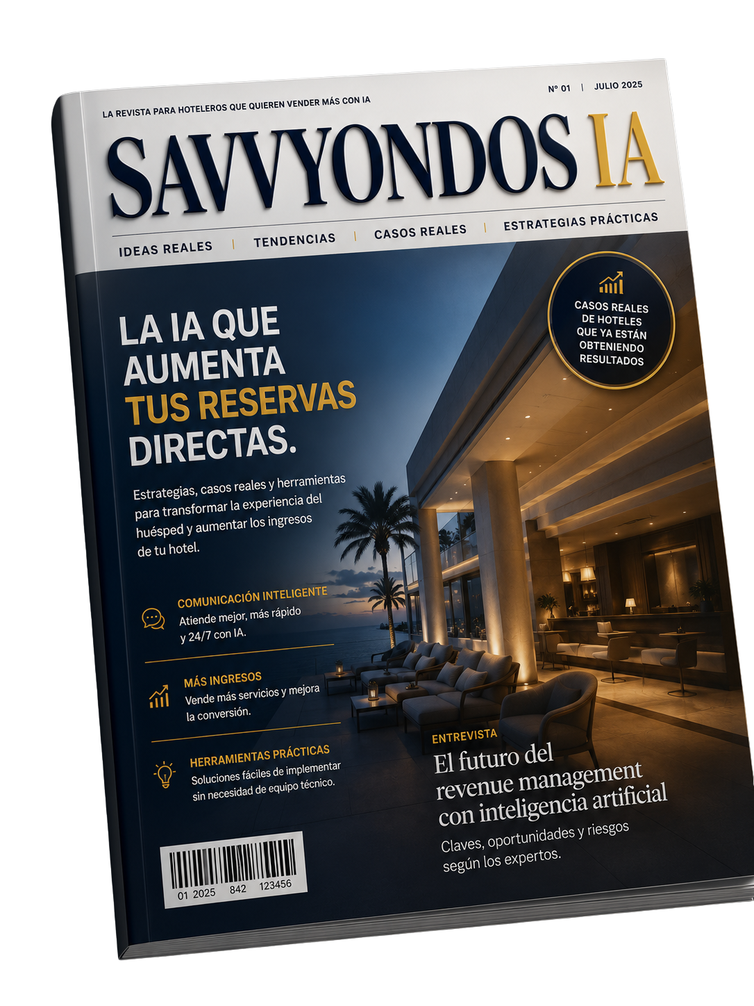 Portada de la revista Savvyondos IA — La revista para hoteleros que quieren vender más con IA